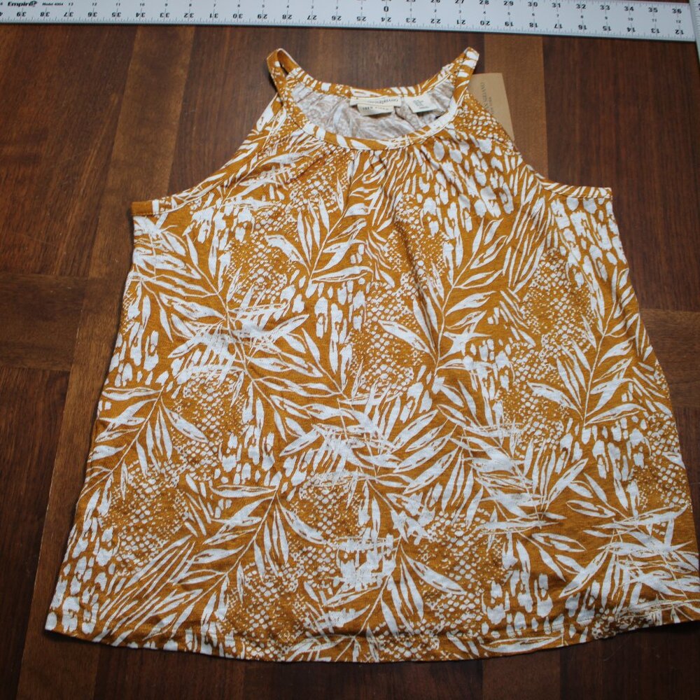 Christian Siriano Tropical Yellow Linen Tank Top Size Medium NWT